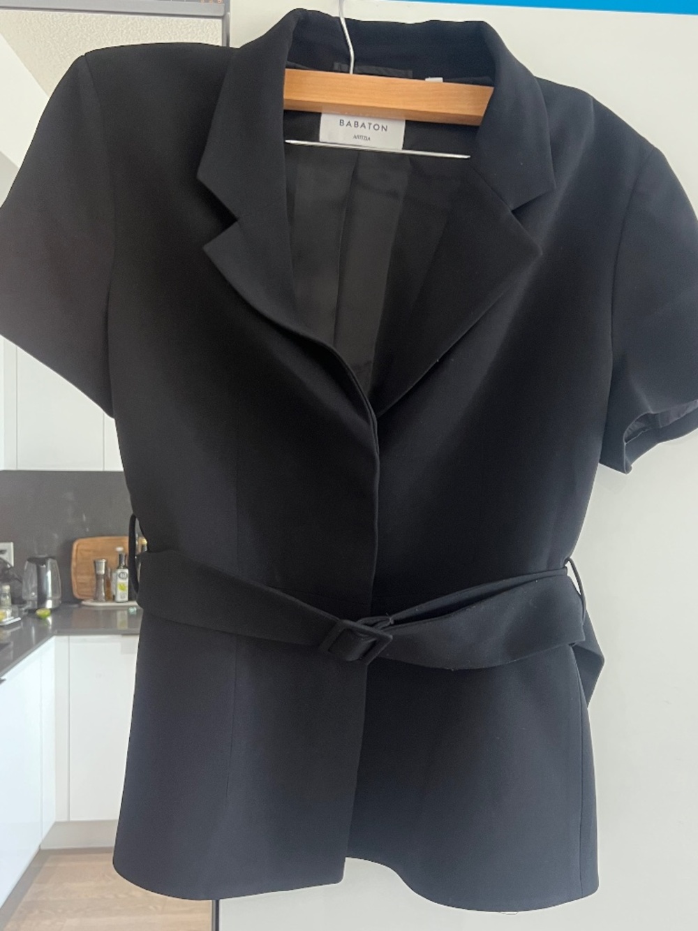 Babaton short sleeve blazer with belt